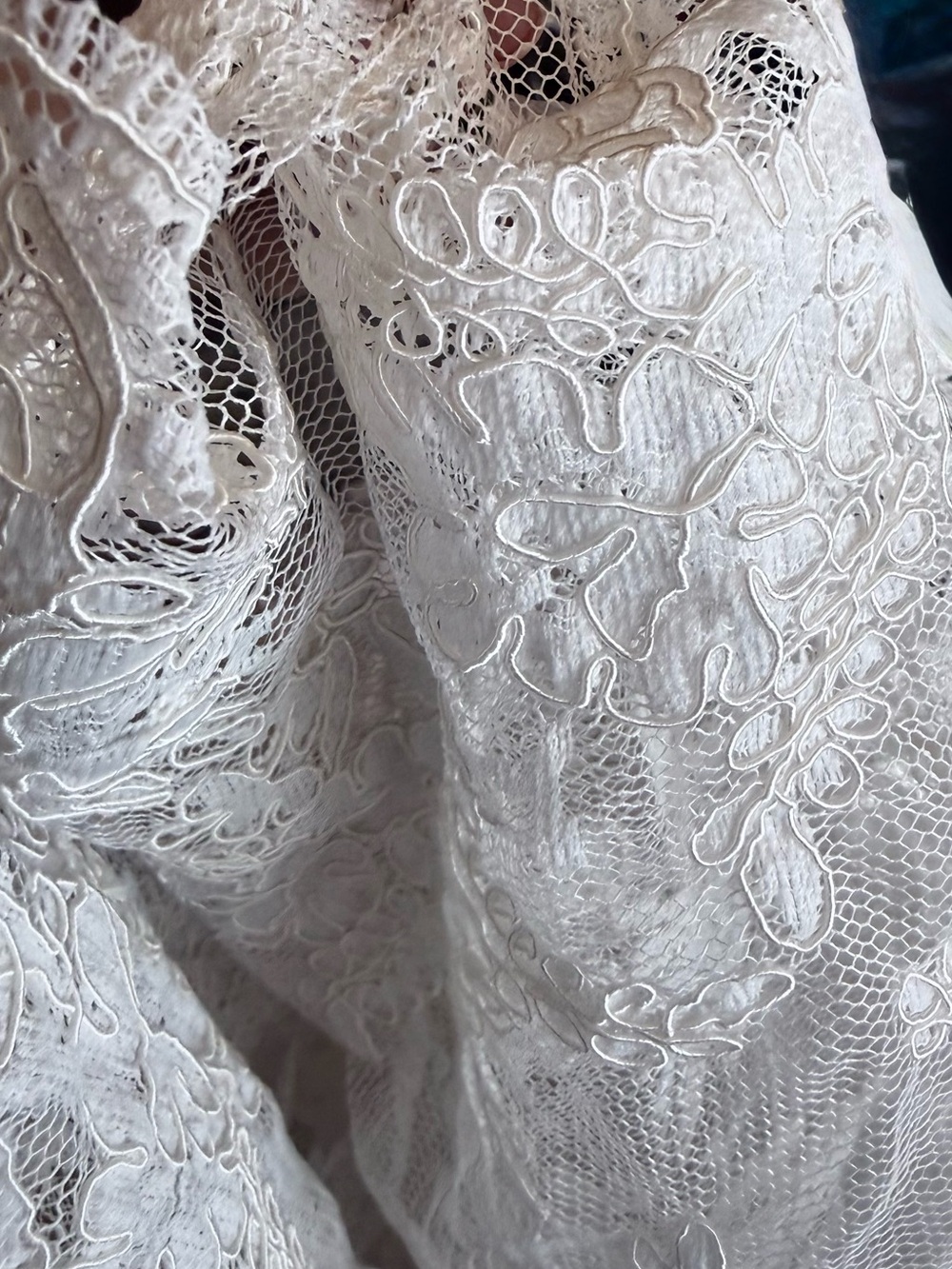 Vintage Alencon Corded Lace Fabric 52 Wide x 8 Yards White Floral Bridal Lot